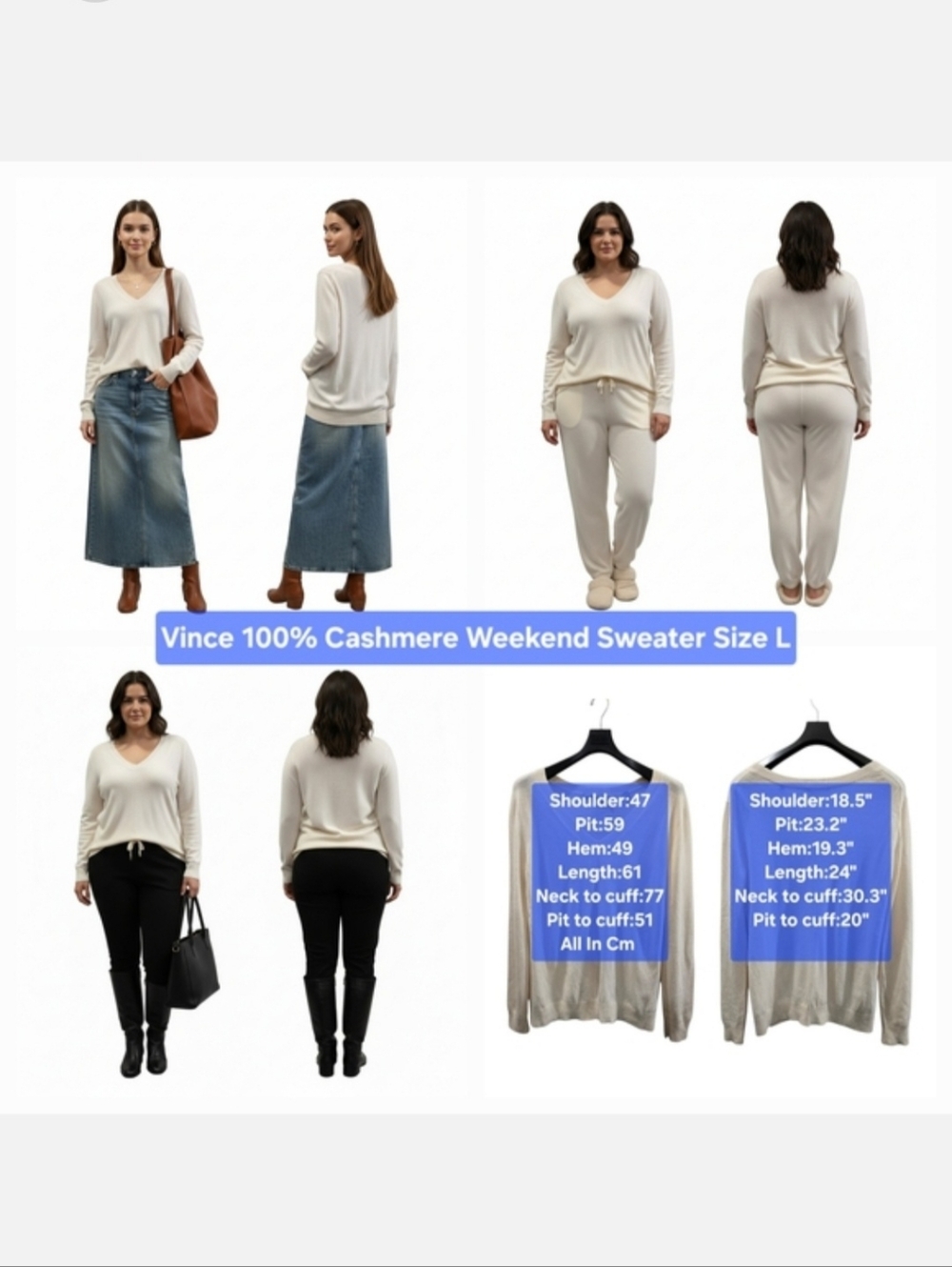 Vince Weekend 100% Cashmere Sweater Size L